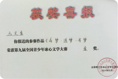 王文金同学获金奖